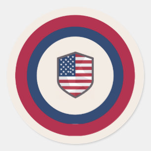 Modern Geometric US Flag Military Going Away Party Classic Round Sticker