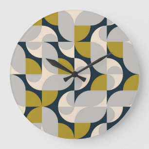 Modern Geometric Vintage Retro Background Large Clock