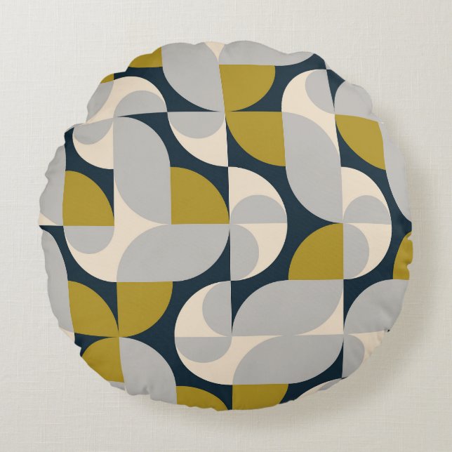 Modern Geometric Vintage Retro Background Round Cushion (Front)