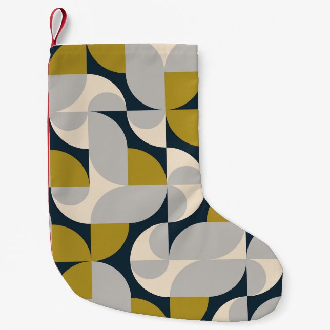Modern Geometric Vintage Retro Background Small Christmas Stocking (Front)