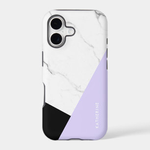 Modern geometric violet black white marble