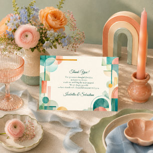Modern Geometric Watercolor Wedding Thank You Card