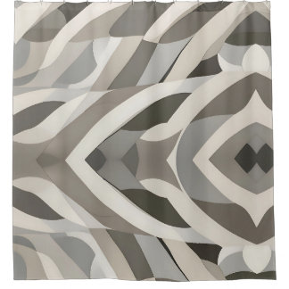 Modern Geometric Wave Patterned  Shower Curtain