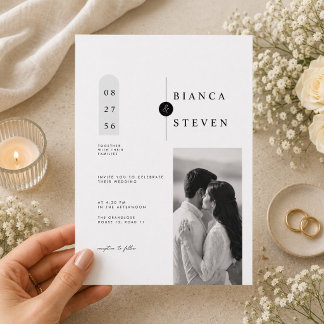 Modern Geometric Wedding Invitation with Photo.