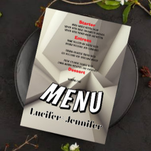 Modern Geometric Wedding Menu Card with Photo