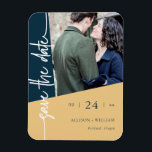 Modern Geometric Wedding Photo Save The Date Magnet<br><div class="desc">Announce your wedding in style with these modern geometric save-the-date magnets! These chic magnets feature a metallic finish and a trendy geometric design, perfect for adding a touch of modern flair to your wedding stationery. Personalise it with your favourite photo and wedding details for a unique keepsake your guests will...</div>