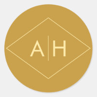 Modern Geometric Wedding Sticker Seal in Gold