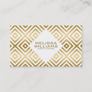 Modern Geometric White And Gold Business Card
