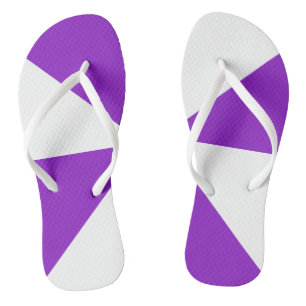 Modern Geometric White and Purple Pattern Flip Flops