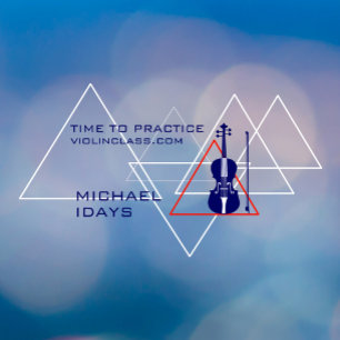 Modern Geometric White & Navy Blue Music Violin Window Cling