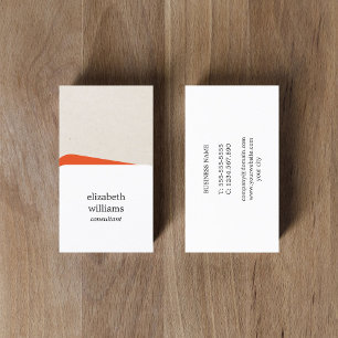 Modern Geometric White Orange Consultant Business Card