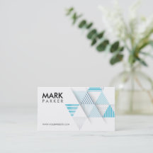 Modern Geometric with Blue Triangles Business Card