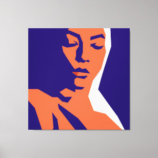 Modern Geometric Woman Portrait Art Canvas Print