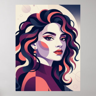Modern Geometric Woman Portrait Poster
