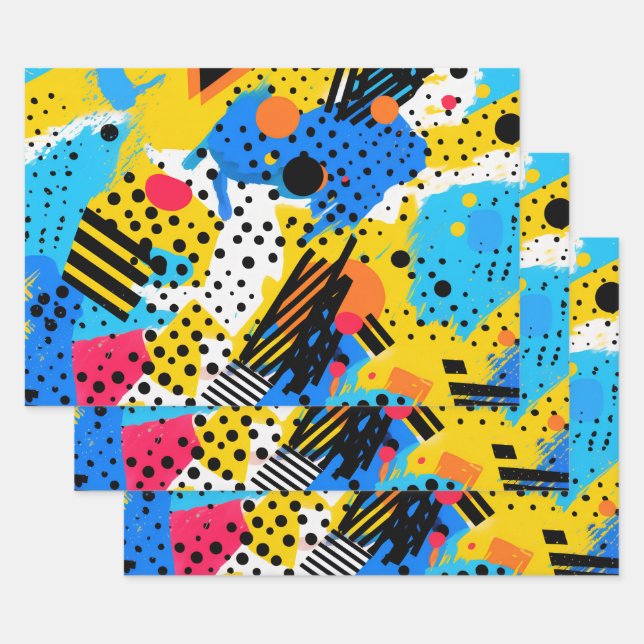 Modern Geometric Wrapping Paper Sheet (Set)