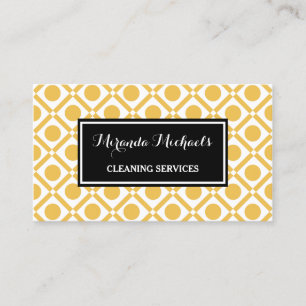 Modern Geometric Yellow and Black Cleaning Service Business Card