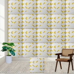 Modern Geometric Yellow and White Pattern  Tile