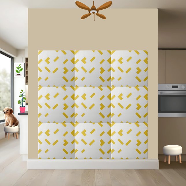 Modern Geometric Yellow and White Pattern  Tile (Creator Uploaded)