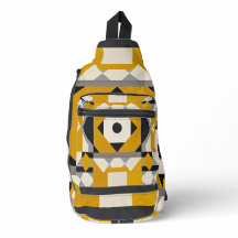  Modern Geometric Yellow & Grey Sling Bag