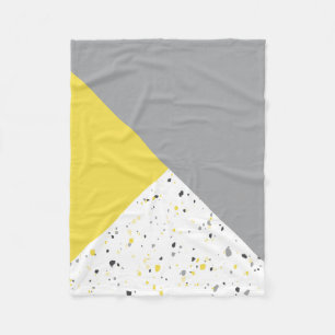 Modern Geometric Yellow Grey Terrazzo Pattern Fleece Blanket