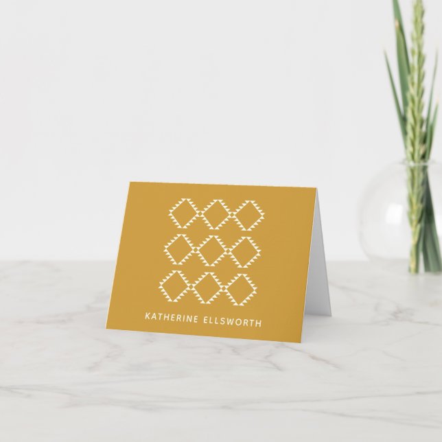 Modern Geometric Yellow Personalised Stationery Note Card (Front)