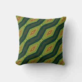 Modern geometric zigzag pattern green and beige cushion
