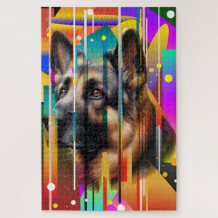 Modern Geometrical Dog Jigsaw Puzzle