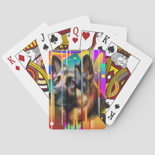Modern Geometrical Dog   Playing Cards (Back)