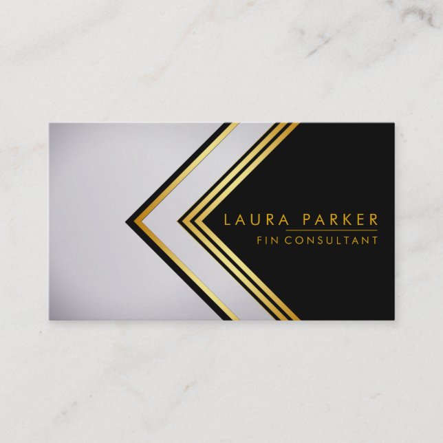 Modern Geometrical Gold Elegant Professional Business Card (Front)