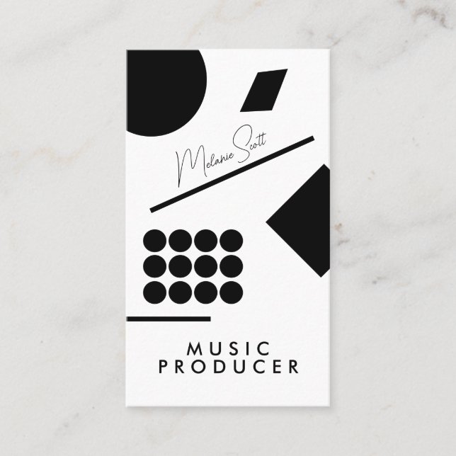 Modern Geometrical Shapes Hologram Music Producer Business Card (Front)