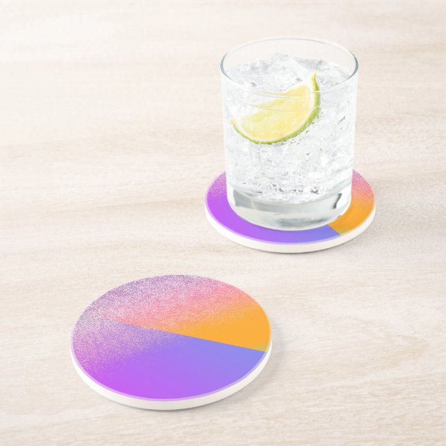 Modern Geometrical Two Tone Ombre Triangle Glitter Coaster (Side)