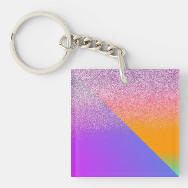 Modern Geometrical Two Tone Ombre Triangle Glitter Key Ring (Front)