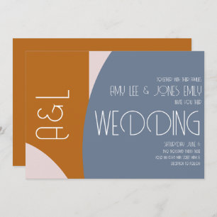 Modern Geometrics Terracotta Pink Muted Wedding Invitation