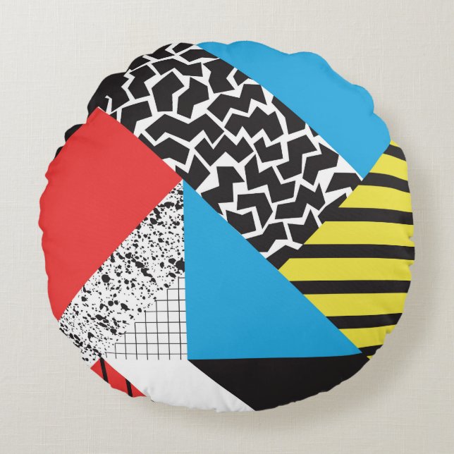 Modern Geometry: Abstract Seamless Style Round Cushion (Front)