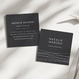 Modern Geometry Black Square Business Card