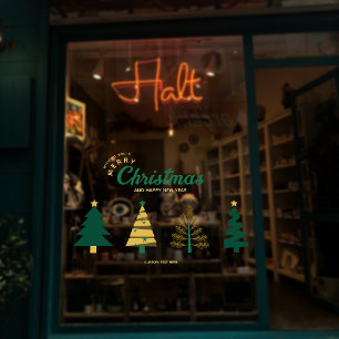 Modern Geometry Christmas Tree Storefront Decor Window Cling