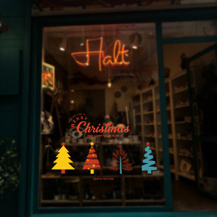 Modern Geometry Christmas Tree Storefront Decor Window Cling