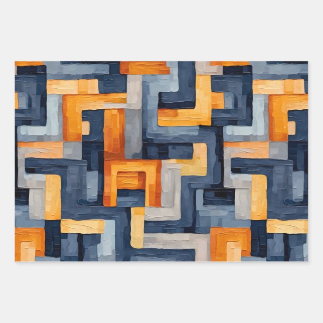 Modern Geometry: Dynamic Pattern Wrapping Paper Sheet (Front)