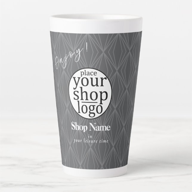Modern Geometry Grey Logo Business Latte Mug (Front)