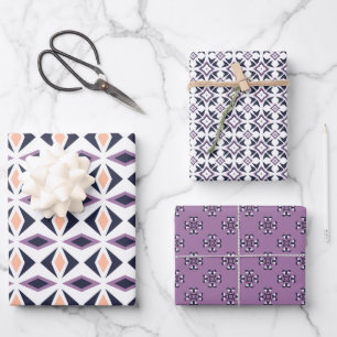 Modern Geos Purple Series 2 Set of Wrapping Paper