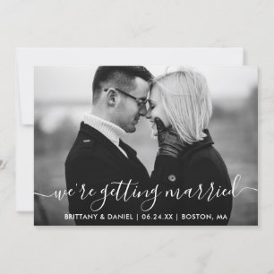 Modern Getting Married Black and White Photo Save The Date