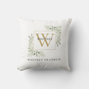 Modern GGold Monogram reenery Foliage  Cushion