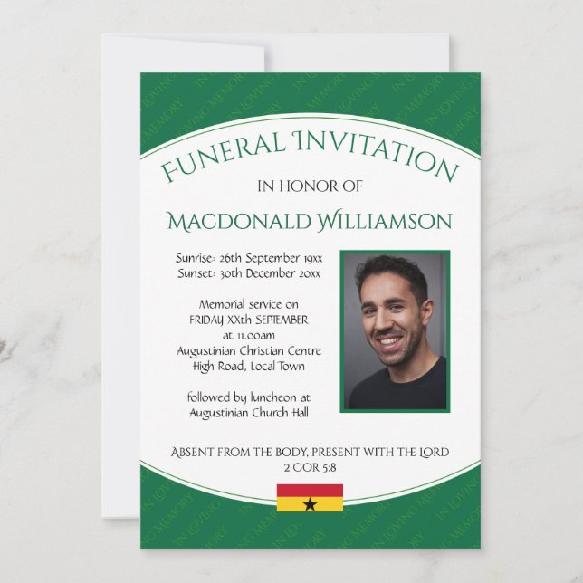 Modern GHANA FUNERAL INVITATION Memorial Photo (Front)