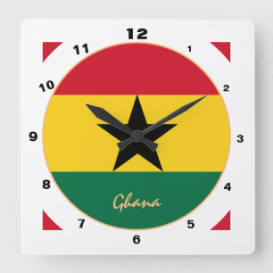 Modern Ghanaian Flag, Ghana Home / design Square Wall Clock