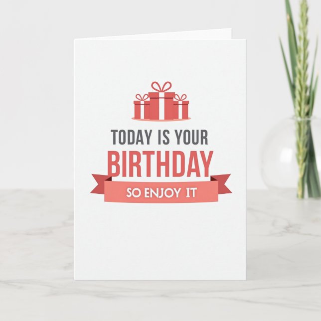 Modern Gift Box Birthday Card (Front)