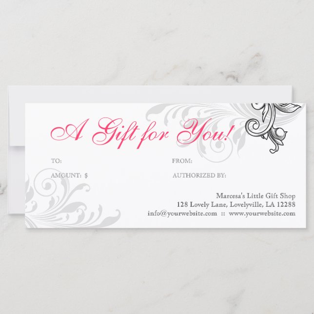 Modern Gift Certificate Retail Floral Coral W (Front)