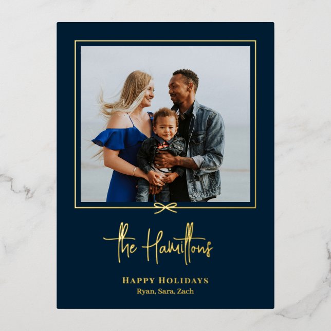 Modern Gift Foil Holiday Postcard Christmas Card (Front)