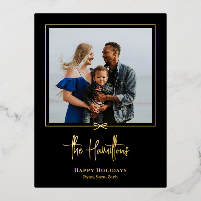 Modern Gift Foil Holiday Postcard Christmas Card (Front)