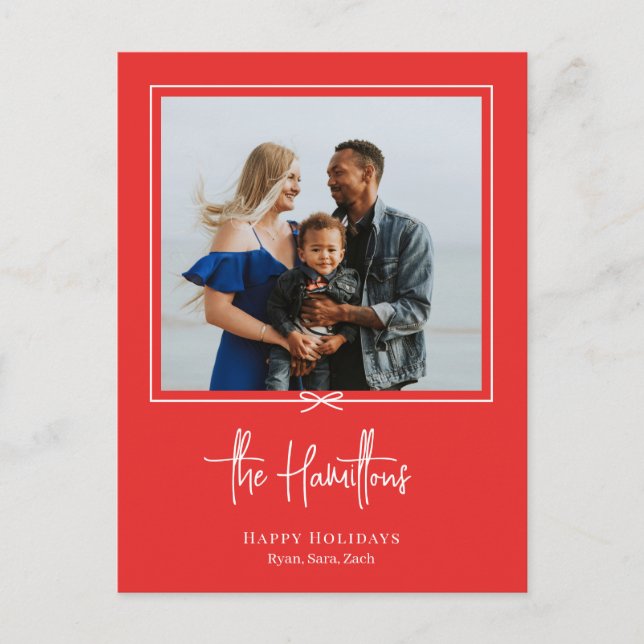 Modern Gift Photo Holiday Postcard Christmas Card (Front)