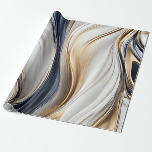 Modern Gift Wrapping-Blue White and Gold- Wrapping Paper